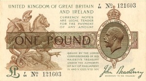 Great Britain 1 Pound - P-351 - 1917 dated Foreign Paper Money